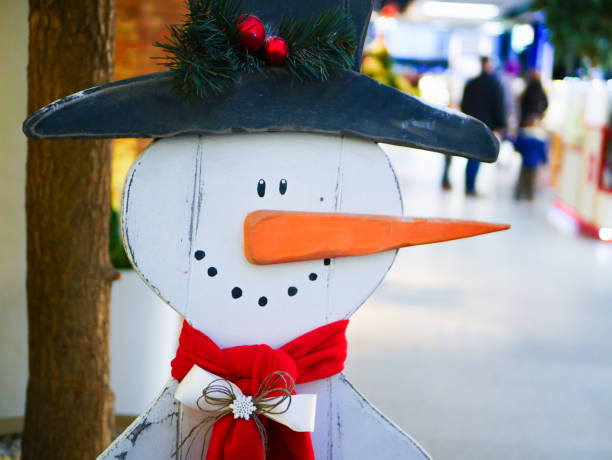 cardboard snowman in the supermarket