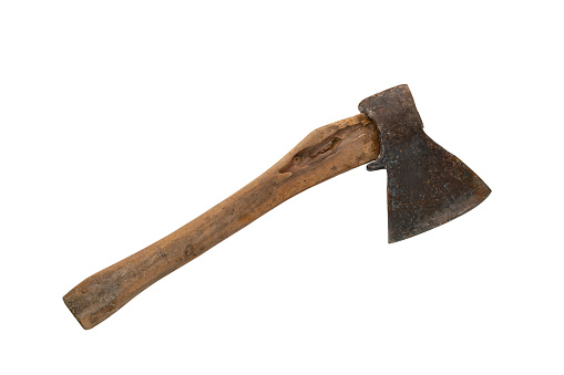 Old ax isolated on white background