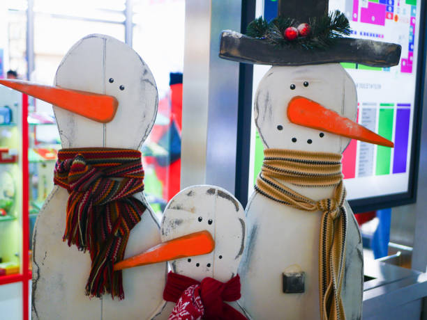 cardboard snowman in the supermarket