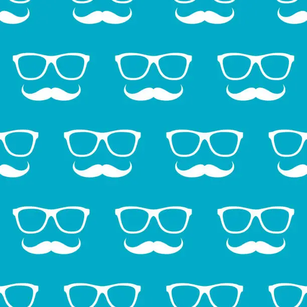Vector illustration of Retro Sunglasses with Mustache Pattern Silhouette