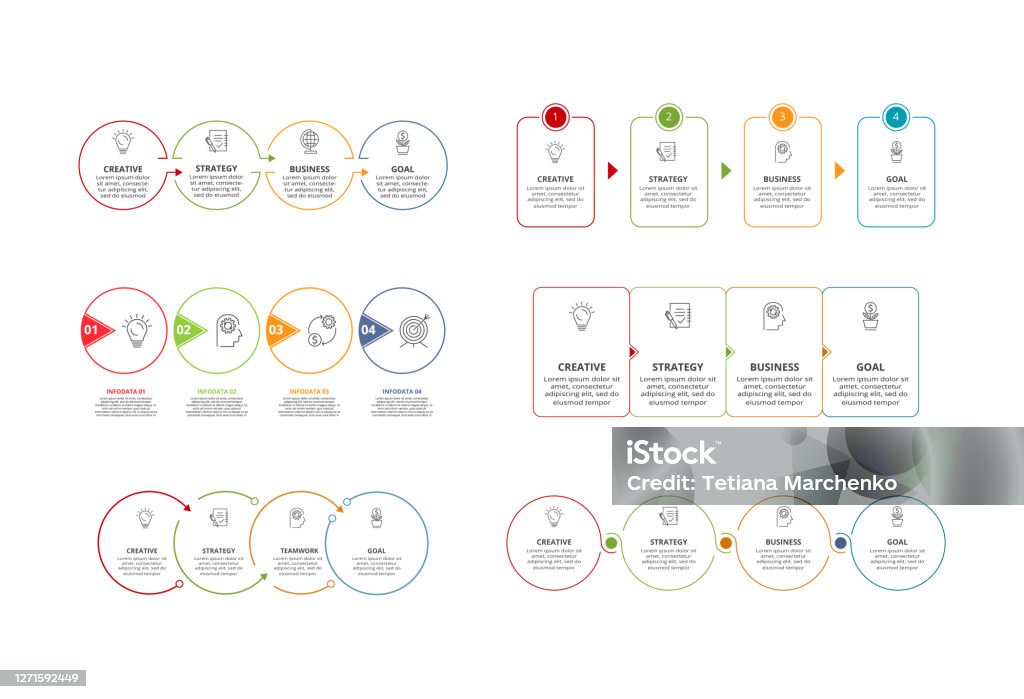 Set 6 Illustration Business Data Visualization Process Chart Elements ...