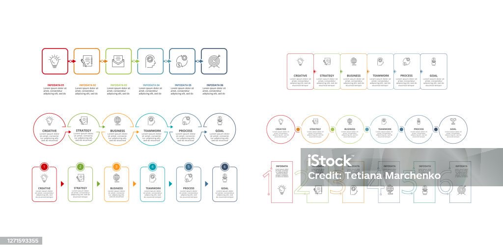 Set 6 Illustration Business Data Visualization Process Chart Elements ...