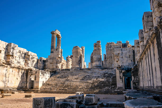 Columns of Didyma, an ancient Greek sanctuary on the coast of Ionia in the domain of the famous city of Miletus. Apollo was the main deity of the sanctuary of Didyma, Aydın, Turkey