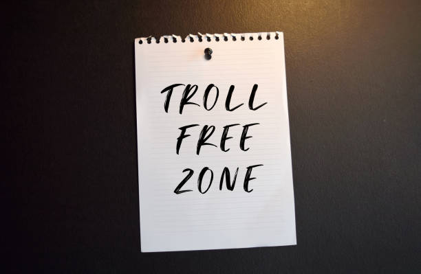 istock Paper note with TROLL FREE ZONE written on black slate board 1271596751