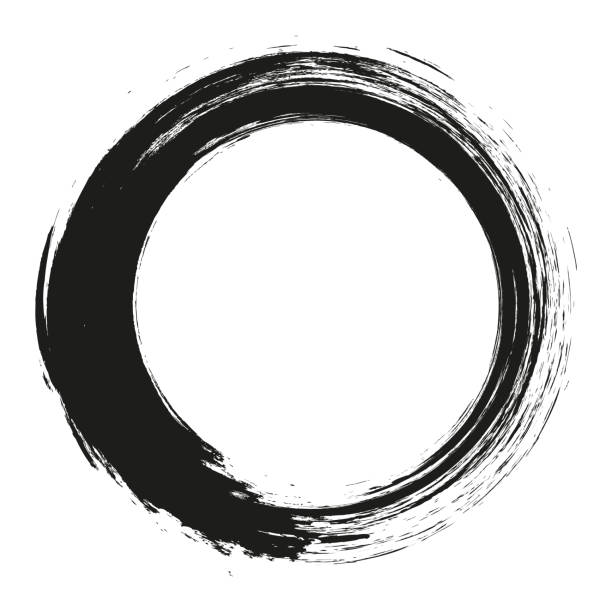 istock vector brush strokes circles of paint on white background. Ink hand drawn paint brush circle. Logo, label design element vector illustration. Black abstract circle. Frame. 1271598510