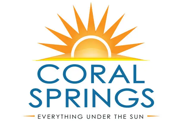 Vector illustration of Coat of arms of City of Coral Springs in Broward County of Florida, USA