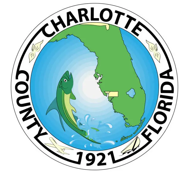 Vector illustration of Coat of arms of Charlotte County in Florida of USA