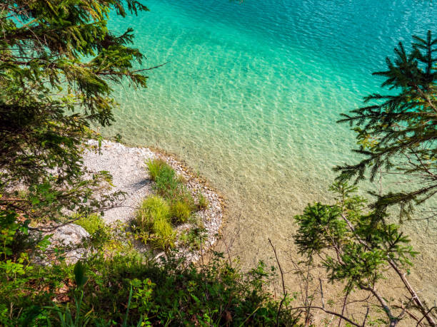 Wide angle shot of picturesque lake Fuschlsee in Austria in summer.