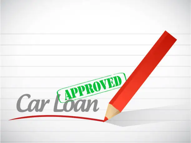 Vector illustration of Car loan approved sign message