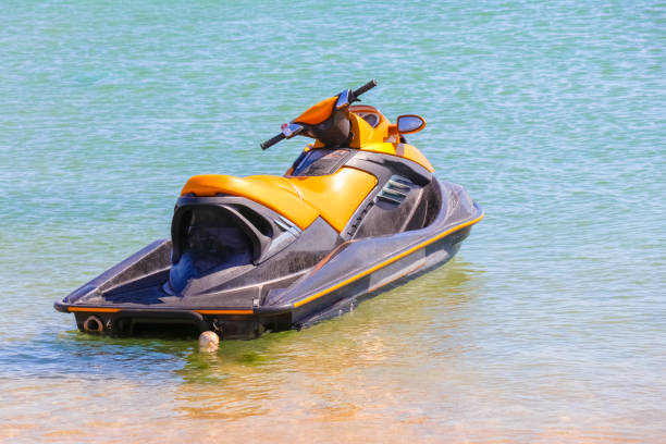 istock a jet ski stands on the water without people 1271605948