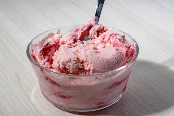 Vanilla Ice Cream with Strawberry Topping