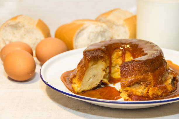 istock bread pudding made with stale bread, milk, eggs and sugar, decorated with liquid caramel and dulce de leche 1271616712