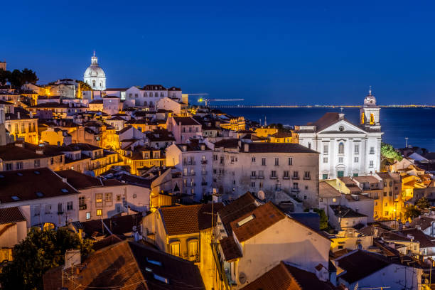 Beautiful view to old historic city buildings in central Lisbon Beautiful view to old historic city buildings in central Lisbon in Lisbon, Lisbon, Portugal national pantheon lisbon stock pictures, royalty-free photos & images