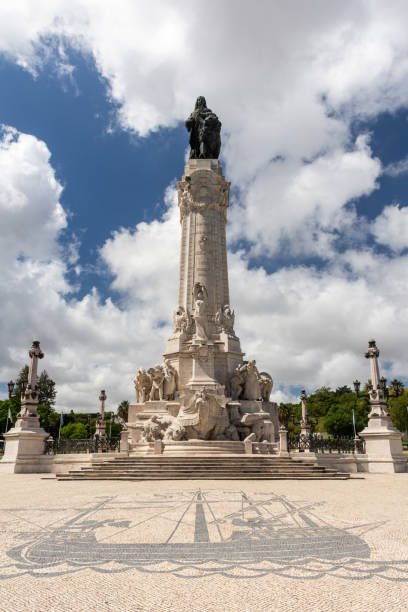 istock Beautiful view to white monument and portuguese stone artwork 1271620063