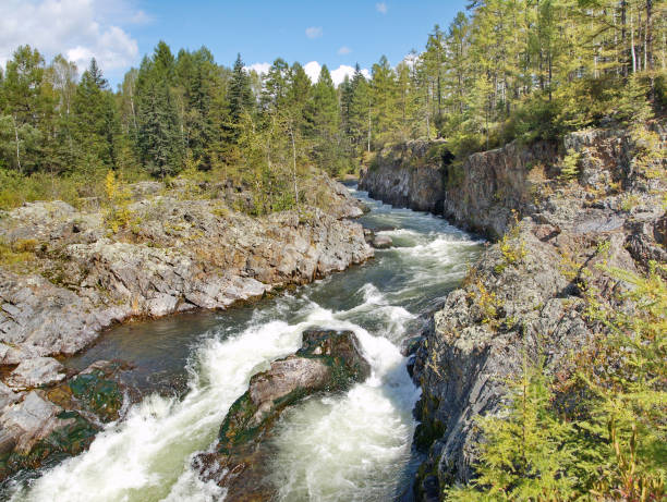 istock Rapid mountain river in the rocky shores 1271623768