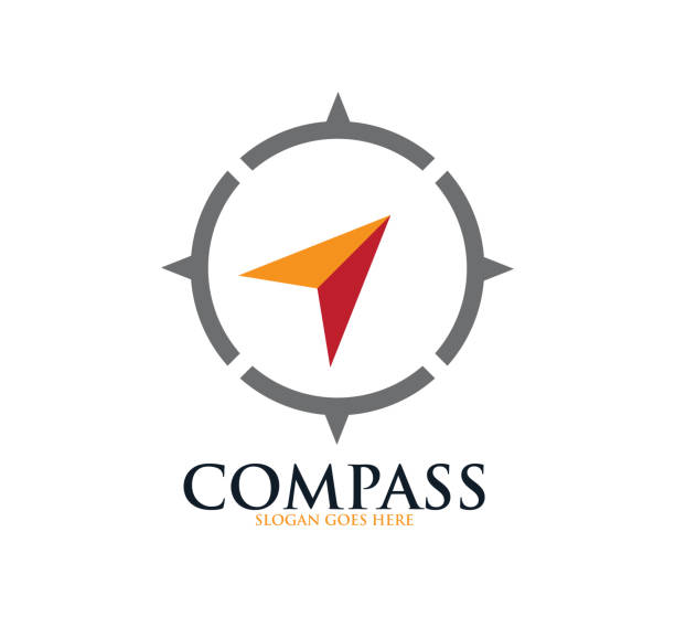ilustraciones, imágenes clip art, dibujos animados e iconos de stock de plantilla de diseño de logotipo vectorial de icono de brújula - compass