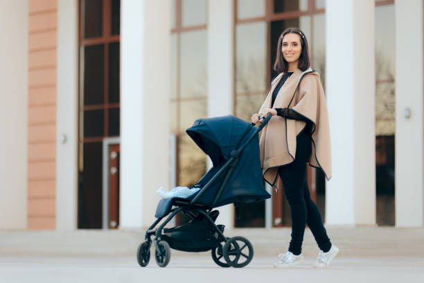 istock Urban Active Mother Walking Newborn in Baby Stroller 1271629646