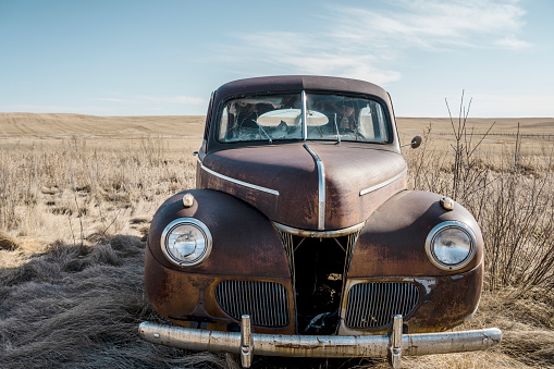 Abandoned vehicle on the Prairie , SK, Canada.