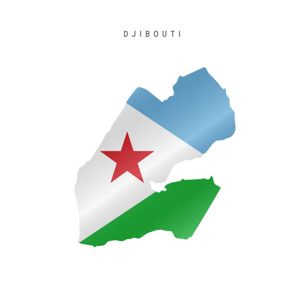 ilustrações de stock, clip art, desenhos animados e ícones de waving flag map of djibouti. vector illustration - symbol sign vector republic of djibouti