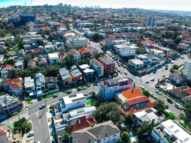 istock Panoramic Aerial Drone view of Bondi Beach Sydney Australia 1271634209