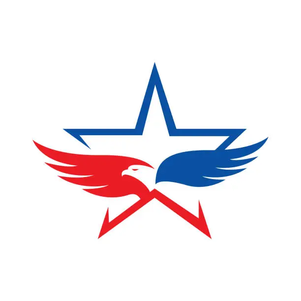 Vector illustration of us flag american strip and stars eagle logo vector design concept illustrations