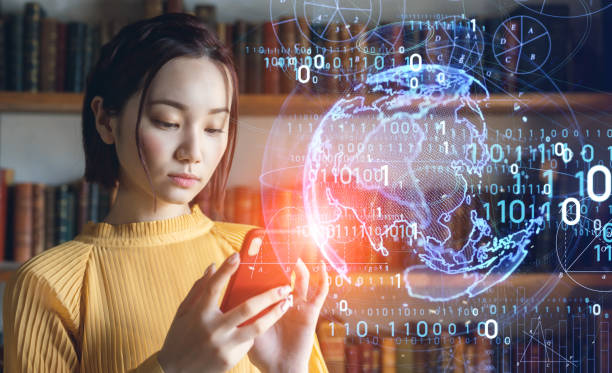 istock Digital transformation concept. Young asian woman using a smart phone. 5G. 1271641722