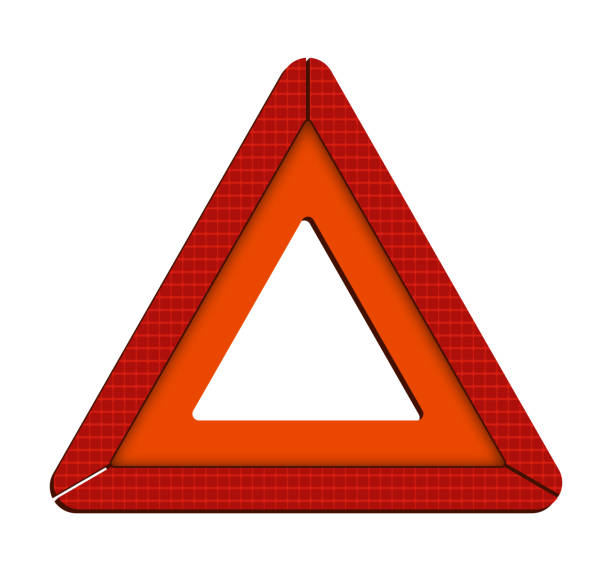 ilustraciones, imágenes clip art, dibujos animados e iconos de stock de triángulo de advertencia. señal de parada de emergencia en caso de avería. avería del coche en la carretera. vector - road reflector