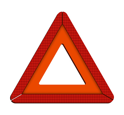 Warning triangle. Emergency stop sign in case of breakdown. Car breakdown on the road. Vector