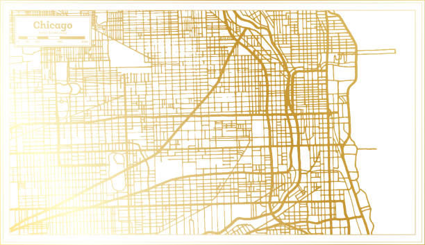 istock Chicago Illinois City Map in Retro Style in Golden Color. Outline Map. 1271648282