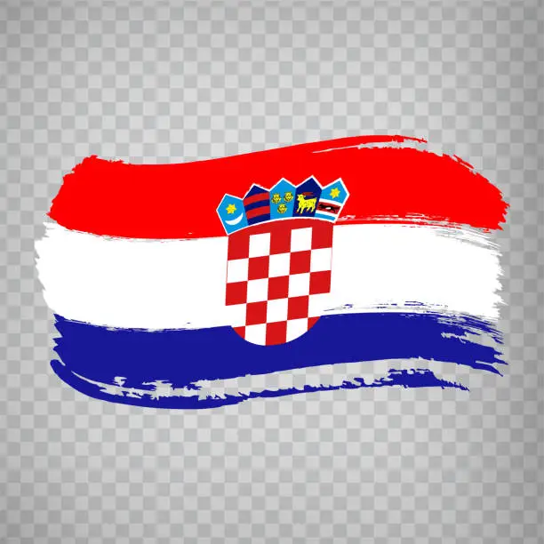 Vector illustration of Flag of Croatia, brush stroke background.  Flag Republic of Croatia on transparent background for your web site design, app. EPS10.