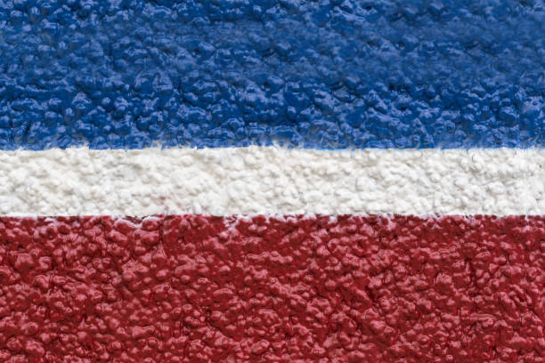 Abstract background consisting of horizontal lines in white, red, blue.