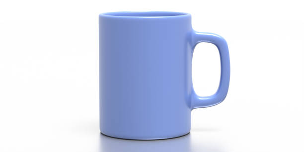 istock Coffee mug blue color isolated on white background. Hot beverage cup mockup template. 3d illustration 1271654799