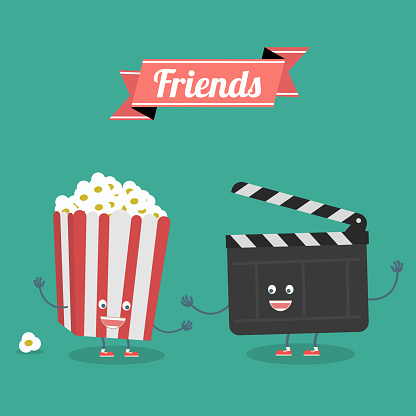 Movies And Popcorn Friends Forever Vector Cartoon Movies Cinema Fast Food  Stock Illustration - Download Image Now - iStock