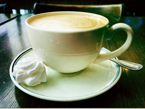 a cup of coffee in a coffee shop