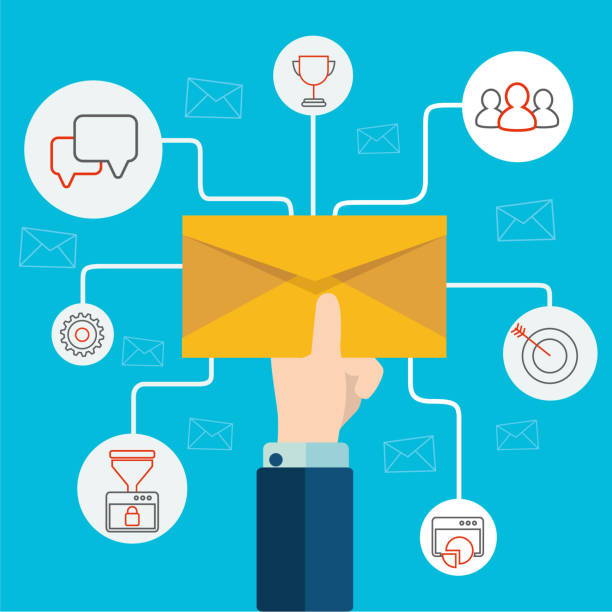 istock Concept of email advertising, direct digital marketing Human hand holding an envelope spreading information thought email distributing channel to customers 1271659568