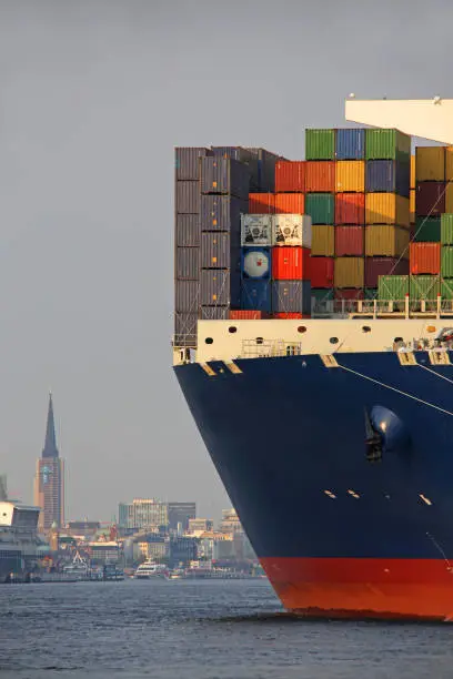 large containership in the port of Hamburg