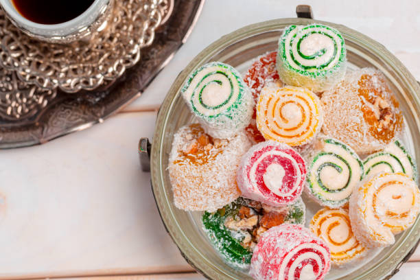 istock Turkish delight on a wooden table 1271671556