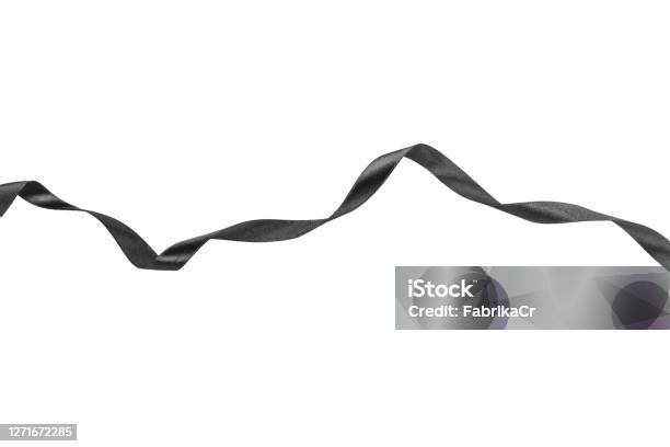 Waved Black Silk Ribbon Isolated on White Stock Image - Image of awareness,  mourning: 230571347