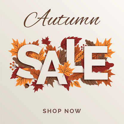Autumn promotional sale design for advertising, banners, leaflets and flyers. Stock illustration