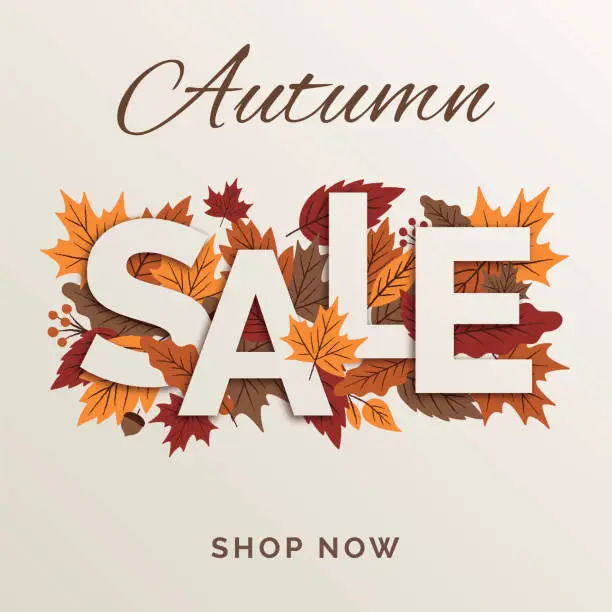 Vector illustration of Autumn promotional sale design for advertising, banners, leaflets and flyers.