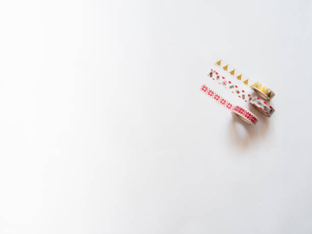 christmas washi tape rolls isolated on white background.