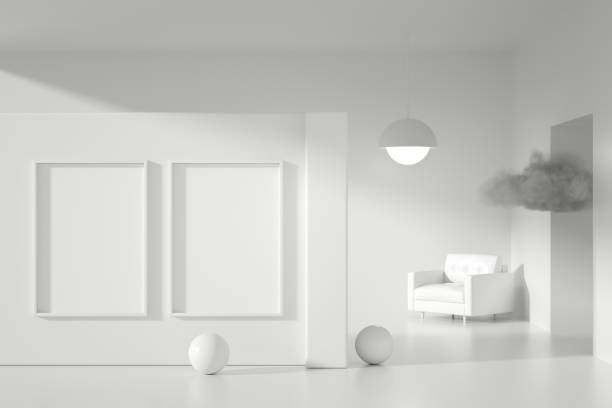 istock 3D Empty Frame in white living room with sunlight 1271678434