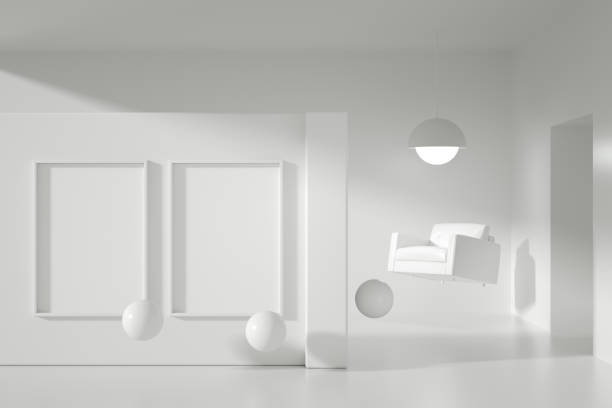 istock 3D Empty Frame in white living room with sunlight 1271678641