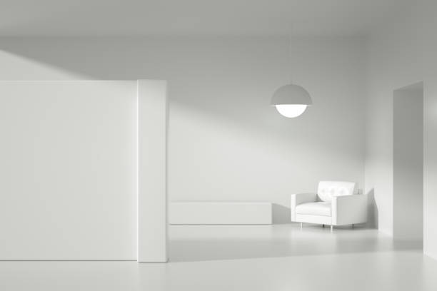 istock 3D Empty wall in white living room with sunlight 1271679250