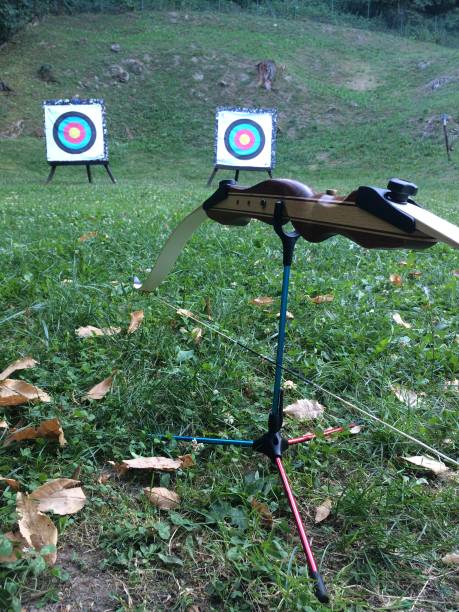 istock Resting bow with two targets in the background 1271680931