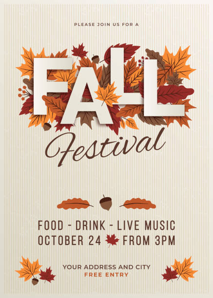 stockillustraties, clipart, cartoons en iconen met fall festival poster template. - autumn