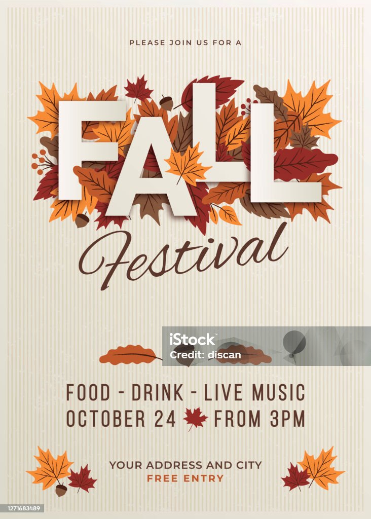 Fall festival poster template. - Royalty-free Outono arte vetorial