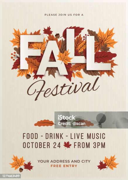 Fall Festival Poster Template - Arte vetorial de stock e mais imagens de Outono - Outono, Cair, Folha