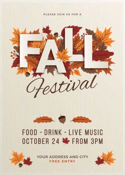 Vector illustration of Fall festival poster template.