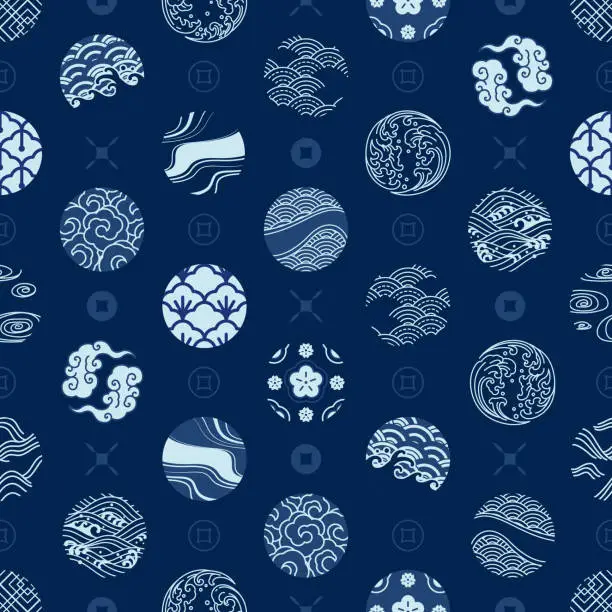 Vector illustration of Japan seamless pattern traditional vintage for textiles and background.